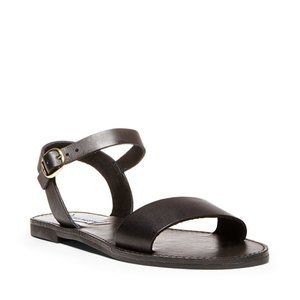 Steve Madden Black Leather Womens Sandals Size 8.5